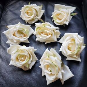 Wedding Bridal Large Faux Rose Clip Set